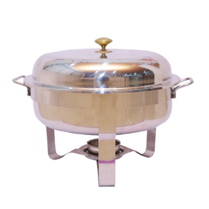 Plat de service rectangulaire en acier inoxydable doré de luxe, chauffe-plats de qualité supérieure pour hôtels, restaurants et mariages, en vente - Product Image 6