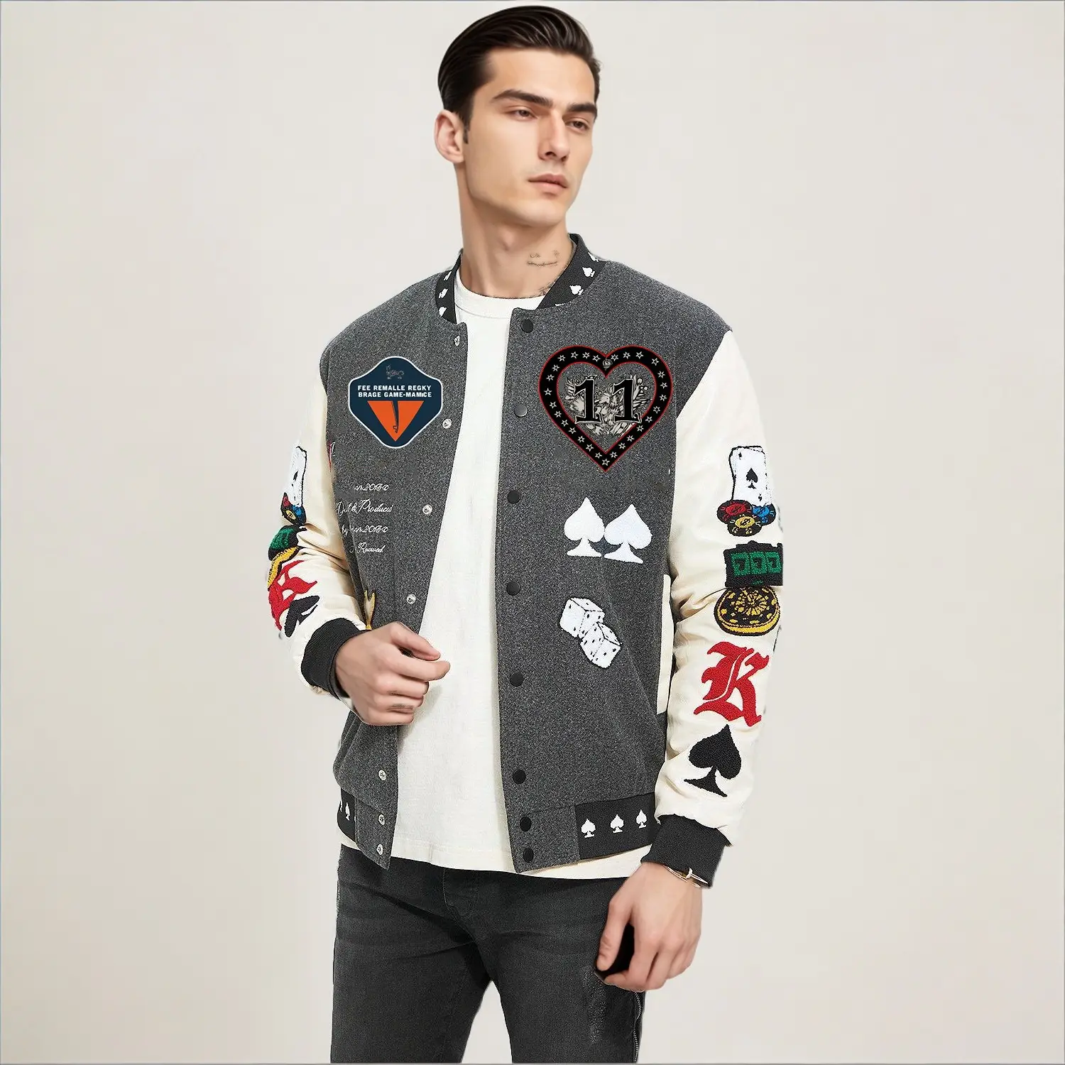 Varsity Jacken individuelle Vintage Applique Chenille Stickerei Patch Logo Winter Letterman Jackette für Herren