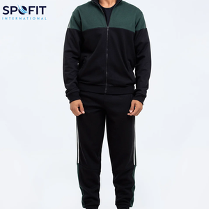 Conjunto Deportivo de 2 Piezas para Hombre, Estampado, para Gimnasio o Calle, con Mangas Largas, Franjas Laterales, Cierre con Cordón, 100% Algodón Felpa - Product Image 1