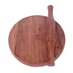 Ensemble Rouleau à Pâtisserie et Chakla Belan en Bois Écologique Marron avec Motifs Floraux Kit de Fabrication de Chapathi Combo Finition Naturelle - Product Image 5