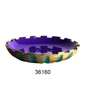Plat de service enduit d'émail bleu pour la maison et les hôtels Table décorative en bois naturel plat de service plateau de serveur Collection en gros - Product Image 1
