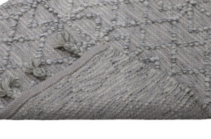 พรมขนสัตว์ผ้าฝ้ายลายเรขาคณิตแบบโมเดิร์น, พรมทอมือลายเพชรพร้อมพู่สีงาช้างสีเทาดีไซน์สำหรับห้องนั่งเล่นในบ้าน - Product Image 5