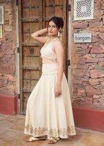 Boho ชุดที่ทำจากผ้าฝ้ายอินทรีย์บล็อกพิมพ์ Shug Halter TOP & กระโปรงบล็อก hooded shrug ยาวสวยกระโปรงบาน - Product Image 2