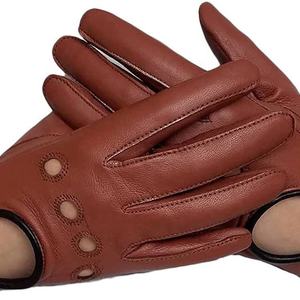 Gants de conduite en cuir de mouton imperméables à la mode pour hommes et femmes en peau de cerf de chameau avec applicabilité extérieure - Product Image 1