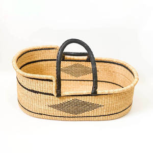 Cesta de bebé de algas marinas portátil para habitación de bebés, cestas de hierba de mar hechas a mano para recién nacidos - Product Image 4