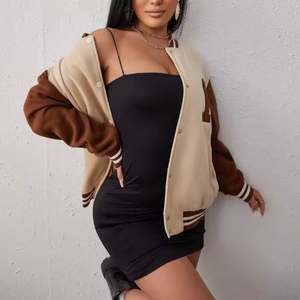 Custom Letter Embroidery <b>Drop</b> Shoulder Colorblock College Baseball Varsity Jacket Women's Letterman Jackets - Product Image 4