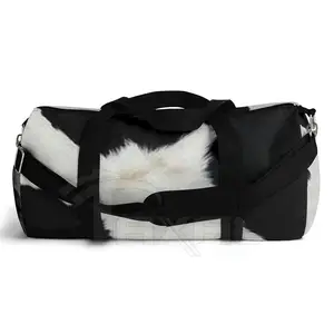 सबसे Cowhide फर चमड़ा Duffel बैग प्राकृतिक फर यात्रा बैग बाल पर चमड़े सप्ताहांत बैग