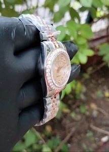 Customizable Antique Moissanite Diamond Analog Wrist <b>Watch</b> VVS Clarity Stylish Iced Quartz Glass Stainless Steel 18mm - Product Image 3