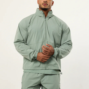 Ensemble de survêtement coupe-vent 2 pièces pour homme Veste zippée à capuche et pantalon cargo Tenue de sport d'extérieur - Product Image 6