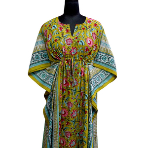 Kaftan marocain en gros, confortable et luxueux, grande taille, imprimé à la main, en voile de coton doux, vêtement de nuit en vente - Product Image 5