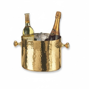 Cubetas de Hielo de Latón de Lujo con Acabado Dorado para el Hogar, Eventos, Fiestas, Bares, Enfriador de Vino con Asas de Anillo - Product Image 4