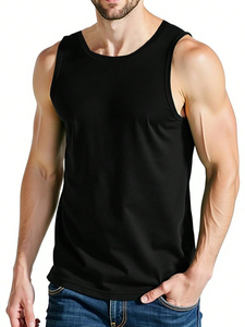 Obsidian Comfort <b>Black</b> Cotton <b>Vest</b> for Men Sleeveless Breathable Stretch Fabric Crafted for Everyday Active Comfort - Product Image 2