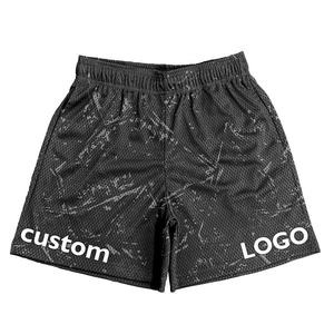 Shorts décontractés pour hommes avec logo personnalisé OEM, shorts d'été grande taille, impression d'illustration, shorts en maille respirante en polyester - Product Image 2