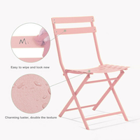 Petite table pliante nordique, chaise moderne en fer rose, durable pour la maison, balcon, meubles d'extérieur, style campagnard