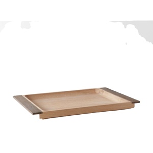 Table à manger personnalisable pour la maison et le restaurant Plateau de service Dernier plateau rond en bois d'acacia naturel avec poignée Taille personnalisée - Product Image 1