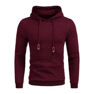 Sweat à capuche pour hommes, pull décontracté à manches longues en tricot gaufré avec cordon de serrage, grande taille - Product Image 1