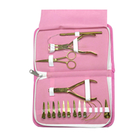 Kit d'outils pour extensions capillaires en acier inoxydable pour salon de beauté avec pinces, ciseaux, outils à boucles et ouvre-perles pour micro-anneaux et perles de liaison