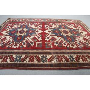 Alfombra Turca Vintage, Alfombra de 4,9x6,2 pies, Alfombra de Lana con Puntos Rojos y Azules - Product Image 3