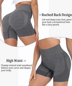 Short de sport taille haute pour femme Respirant Biker Style Tummy Control Spandex Yoga Athletic Workout Shorts Plain Dyed Pockets - Product Image 2