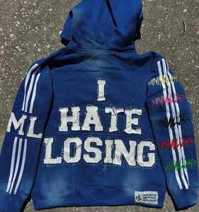 เสื้อฮู้ดเข้ารูปแบบบ็อกซี่สำหรับผู้ชายเสื้อผ้าตามสั่งแนวสตรีทแวร์แนววินเทจปักลายกรดซัก - Product Image 3