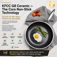Poêle à frire antiadhésive en céramique et titane alvéolé KFCC G8, batterie de cuisine en acier inoxydable triple couche pour induction, gaz et électrique