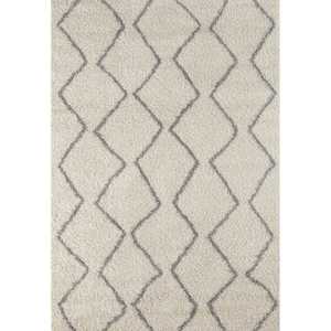 Moroccan Ivory Grey Shaggy <b>Rug</b> 800-Machine Made <b>Boho</b> Living Room Carpet Plush Abstract Hallway <b>Rug</b> - Product Image 1