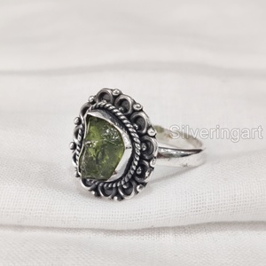 Wholesaler Rough Stone Jewelry Womens <b>Ring</b> Natural Raw Peridot Gemstone August Birthstone Bohemian <b>Ring</b> 925 Sterling Silver <b>Ring</b> - Product Image 1
