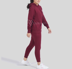 Conjunto de chándal de color sólido para mujer, ropa deportiva de tela de algodón con estampado de logotipo personalizado para ejercicio de gimnasio y ropa informal de moda - Product Image 5