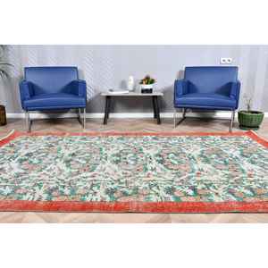 Tapis turc vintage 5,6x9 pieds, tapis rouge à pois - Product Image 1