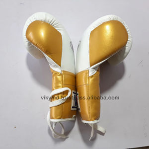 Gants de boxe professionnels en cuir blanc doré, gants de boxe en cuir de vache, gants de boxe en cuir PU - Product Image 2