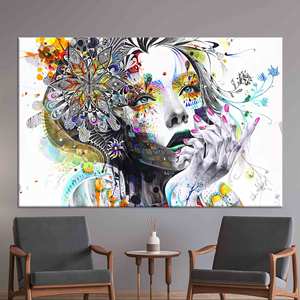 Elegante Retrato Abstracto de Mujer, Impresión en Lienzo para Decoración Moderna, Lienzo Enrollado - Product Image 1