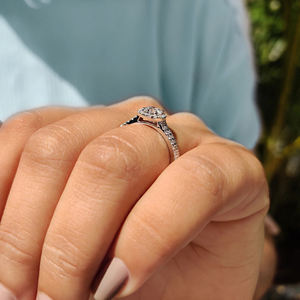 แหวนเพชรทรงกลมขนาด 2.00-5.00 กะรัต ได้รับการรับรองจาก IGI เพชรเพาะเลี้ยงในห้องปฏิบัติการ ดีไซน์วงแหวนสองแถวแบบฝังเพชร  ทอง 10K/14K/18K /PT950/S925 - Product Image 4