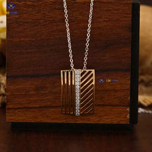 Colgante de diamante de corte brillante redondo TDW 0.143 con cadena de oro amarillo certificado/no certificado Diamante Cvd Joyería de diamantes - Product Image 1