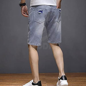 2025 Short en jean de jogging taille moyenne pour hommes, logo personnalisé, best-seller, vêtements décontractés à motif solide, vente en ligne - Product Image 3