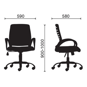 HOM1018-01 Chaise de bureau ergonomique pivotante avec dossier rembourré, base en métal chromé, design minimaliste, hauteur réglable, matériau en tissu - Product Image 2