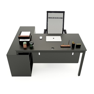 UConcept System Executive <b>Desk</b> 160x140 Minimalist Design Style <b>Solid</b> <b>Wood</b> Steel Legs Assembly Required for Bedroom Use HBUC022 - Product Image 2