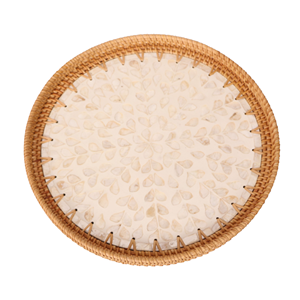 Vente chaude plateau en rotin nacre avec finition laquée pour servir des décorations de nourriture et de fête prix de gros du Vietnam - Product Image 3