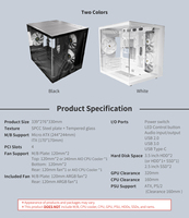 KINGSMAN GAMING White M-ATX ITX Mid Tower PC Case 3 ARGB Fans Panoramic Tempered Glass Window MicroATX USB 3.0 Stock