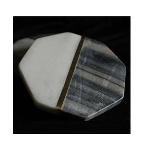 ชุดที่รองแก้วหินอ่อนและทองเหลืองสีเขียวสุดหรูของนักออกแบบตกแต่งบ้านรูปทรงการออกแบบดอกไม้ขายดี - Product Image 4