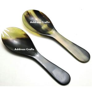 Ensemble de cuillères à salade en corne naturelle de style nordique, ustensiles de cuisine écologiques personnalisés, cadeaux fantaisie, vente en gros pour l'emménagement - Product Image 3