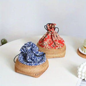 Tienphong แฮนด์เมดหวายสีฟ้าและสีแดงทอตะกร้าพิมพ์โต๊ะกาแฟเดสก์ท็อปห้องนั่งเล่นกระเป๋าเก็บของกระจุกกระจิก - Product Image 4