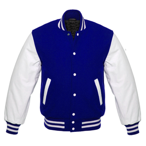 Veste en laine de haute qualité avec manches en cuir, surdimensionnée, ample, tricotée, personnalisée, de marque de mode, pour hommes, style universitaire - Product Image 5