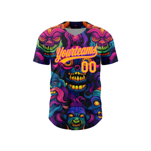 Camiseta de Béisbol con Estampado Digital Personalizado, Cuello en V, Bolsillos, Transpirable, 100% Poliéster, Uniforme de Equipo con Botones, Multicolor, Nombre Personalizado - Product Image 2