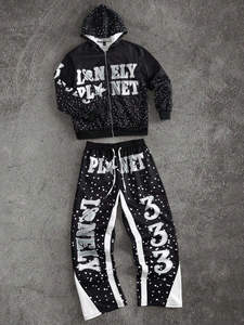 Conjunto Deportivo de Felpa Francesa de Algodón de Primera Calidad con Pedrería y Bordado Desgastado, 500 GSM, Fabricante OEM - Product Image 5