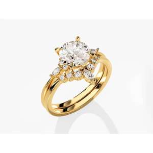 Bague en or jaune 18 carats, mignonne, avec diamant de laboratoire taille brillant rond, pour fiançailles, fête, cadeau d'anniversaire - Product Image 3