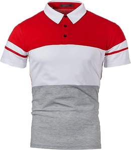 Polo à manches courtes pour hommes Chemises décontractées coupe ajustée Chemises à panneaux en patchwork de couleurs contrastées pour hommes - Product Image 1