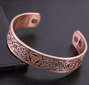 100% Custom Logo High Quality Copper <b>Bracelet</b> Solid Copper Cuffs for <b>Men</b> and Women with Magnets Fashionable <b>Beaded</b> Bangles - Product Image 2