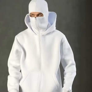 Sweat à capuche zippé pour homme 2025, lourd, doublé, uni, respirant, en spandex/polyester, coupe régulière, style ninja - Product Image 6