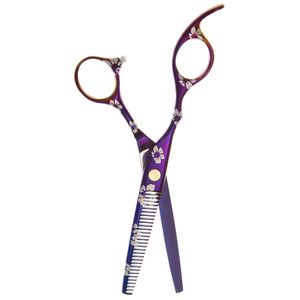 Tijeras de adelgazamiento de peluquero, tijeras de salón de belleza recubiertas de papel, tijeras de borde afilado con reposapiés - Product Image 5