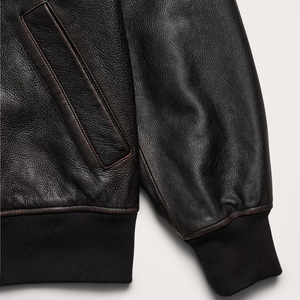 Chaqueta bomber de cuero para hombre con logotipo personalizado estampado bordado Vintage Streetwear invierno prendas de vestir exteriores fabricante - Product Image 5